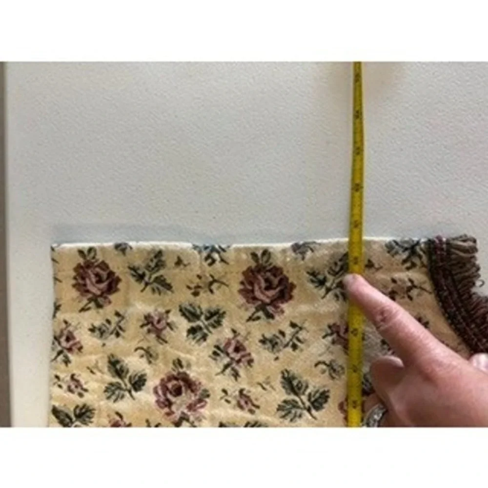 Vintage Floral Rose Tapestry Valance Scalloped Window Treatment Cottagecore